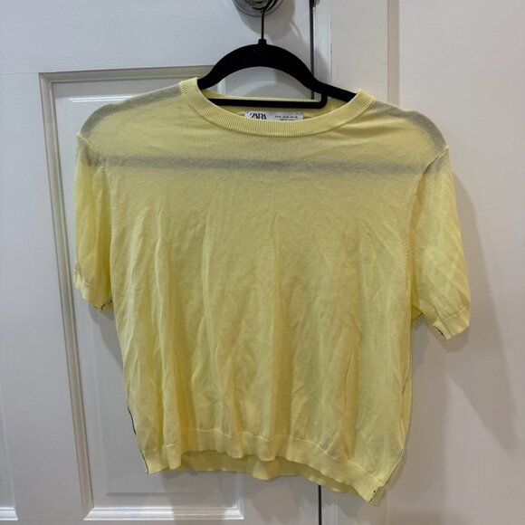 Zara Yellow Knit Short Sleeve Shirt - Picture 1 of 2
